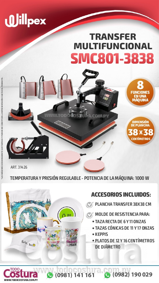 TRANSFER (8 EN 1 - 38X38CM) MULTIFUNCIONAL WILLPEX SMC801-3838